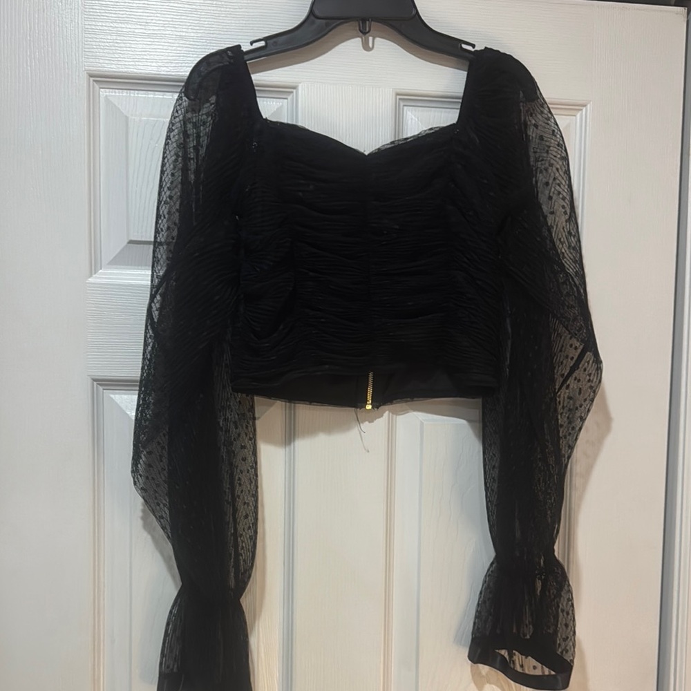 Elegant Black Sheer Sleeve Top